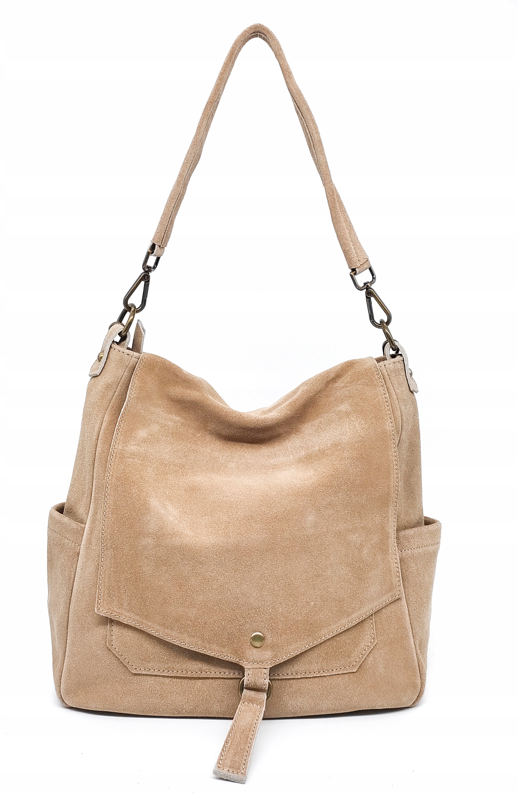 Semišová taška sáček kabelka přes rameno béžová piškotová