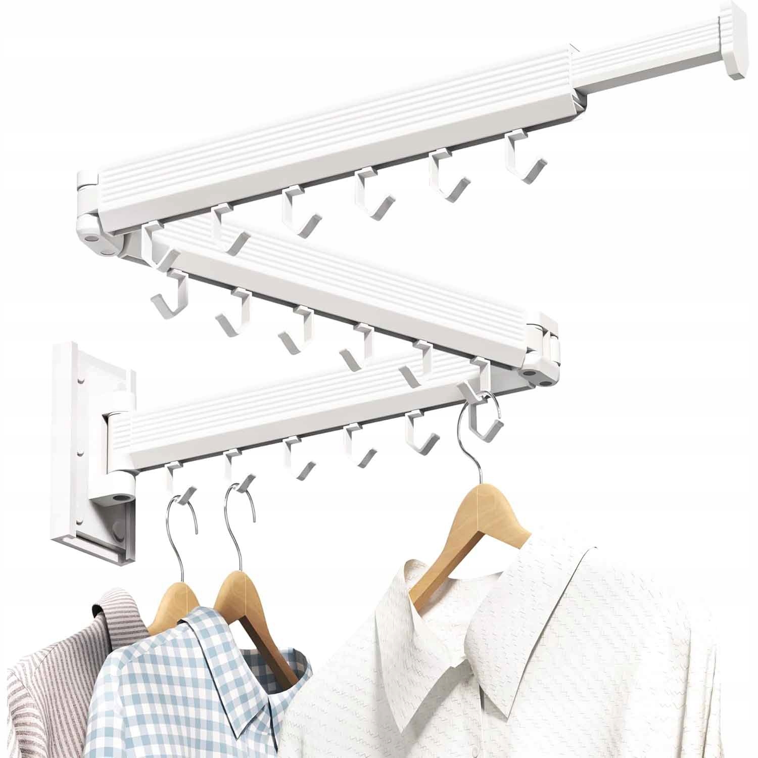 Levně Věšák Na Oblečení Namontovaný Na Stěně, Výsuvný A Skládací, 50 Kg, 120 CM