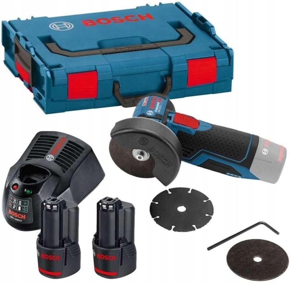 Szlifierka Kątowa Bosch Gws 12V-76 2X 3.0Ah+ładowarka+3 tarcze L-boxx