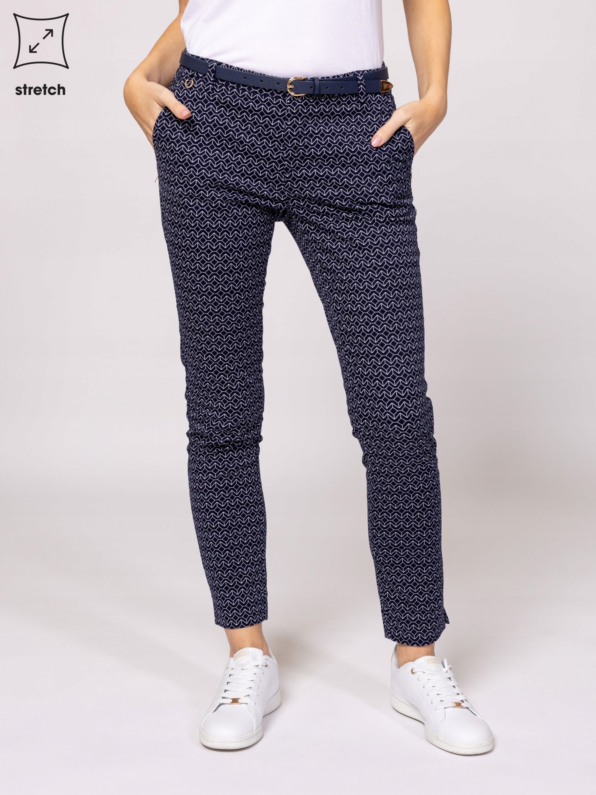 Heavy Tools Dámské Kalhoty Rovné Nohavice FAVOLES25 Rhombus Tmavě Modré 27