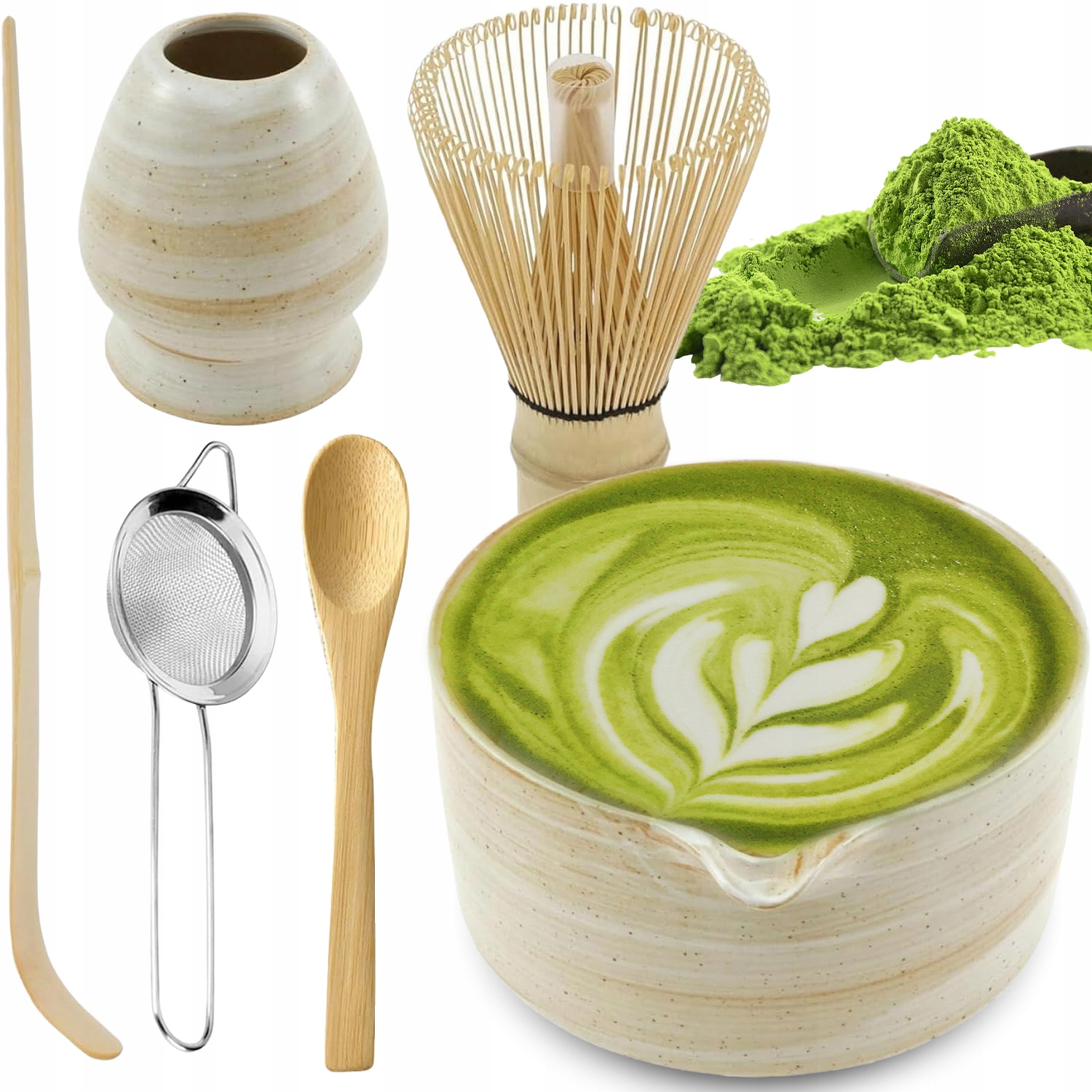 Sada Na Čaj Matcha Premium 6 Ks Pro Milovníky Matcha S Metličkou