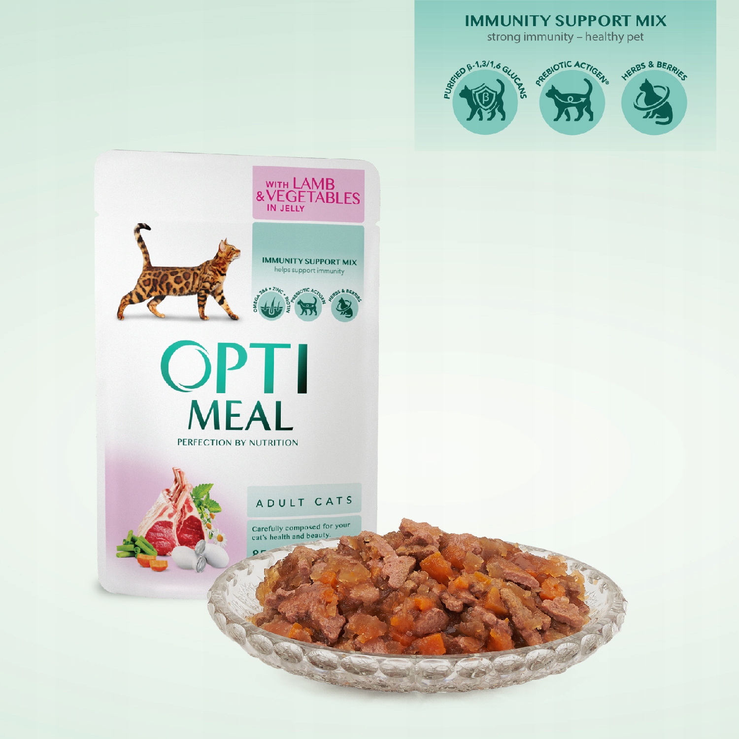 OPTIMEAL mokré krmivo pro kočky - Jehněčí a zelenina v želé 12x85 g Značka Optimeal