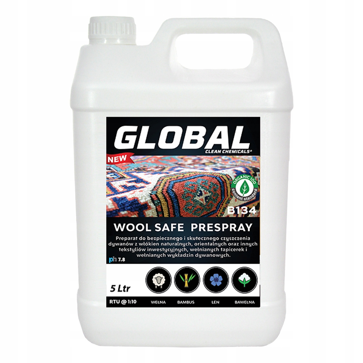 Global Wool Safe B134 5L prespray do wełny i włókien naturalnych Ga