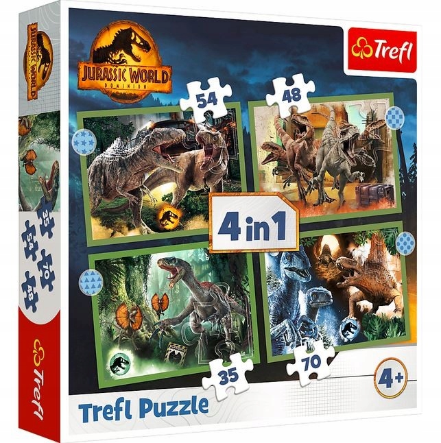 

Puzzle 4 W 1 Jurassic World Dinozaury 4 układanki