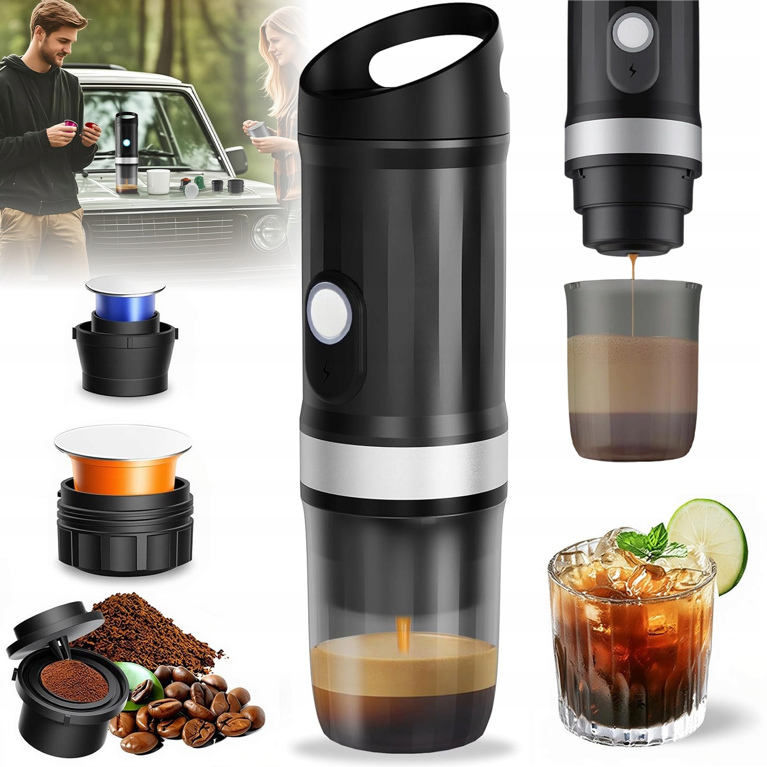 Přenosný Bezdrátový Kompaktní Espresso Kávovar Pro Kempování
