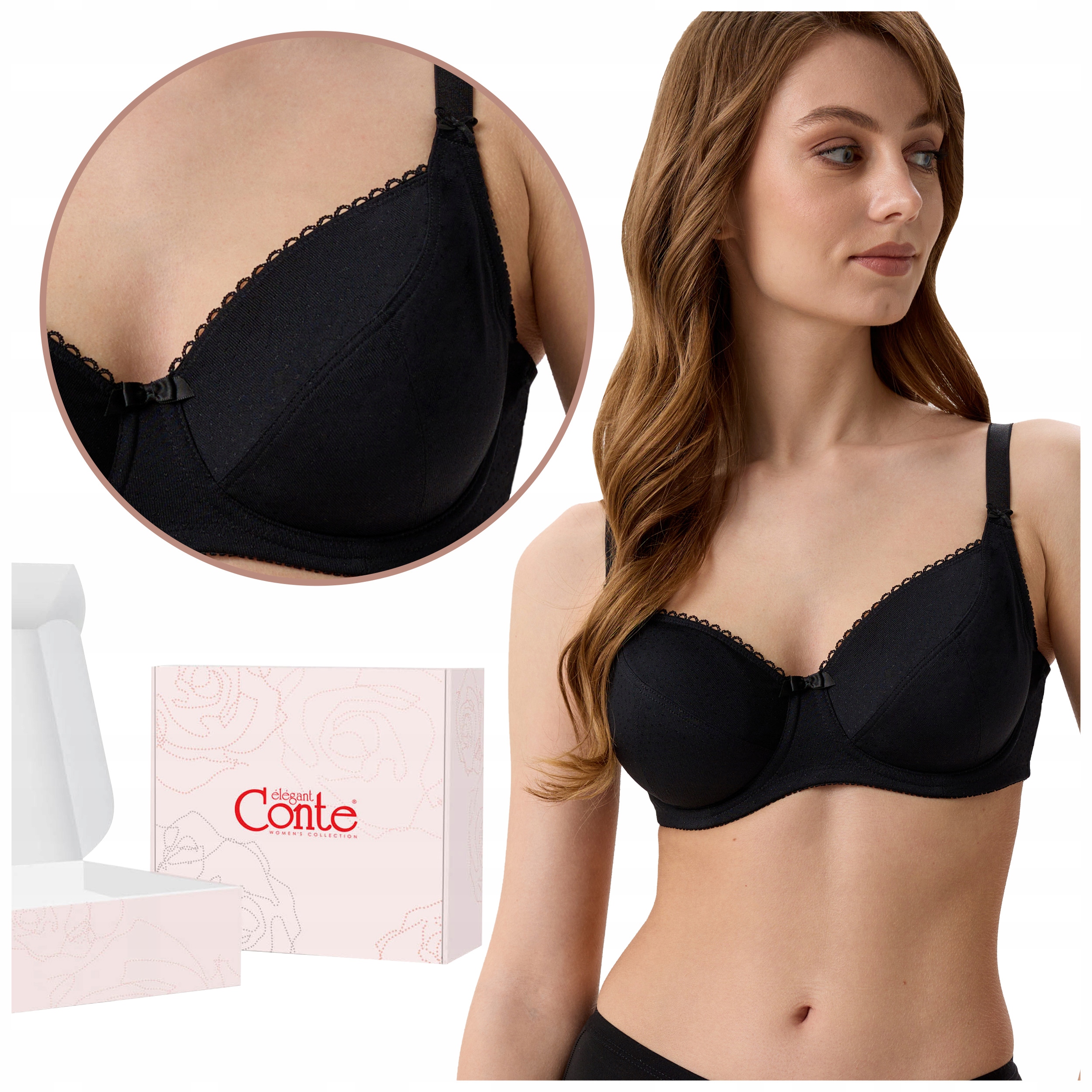 Biustonosz podtrzymujący korygujący Duże Rozmiary Conte RB6019 czarny 75E