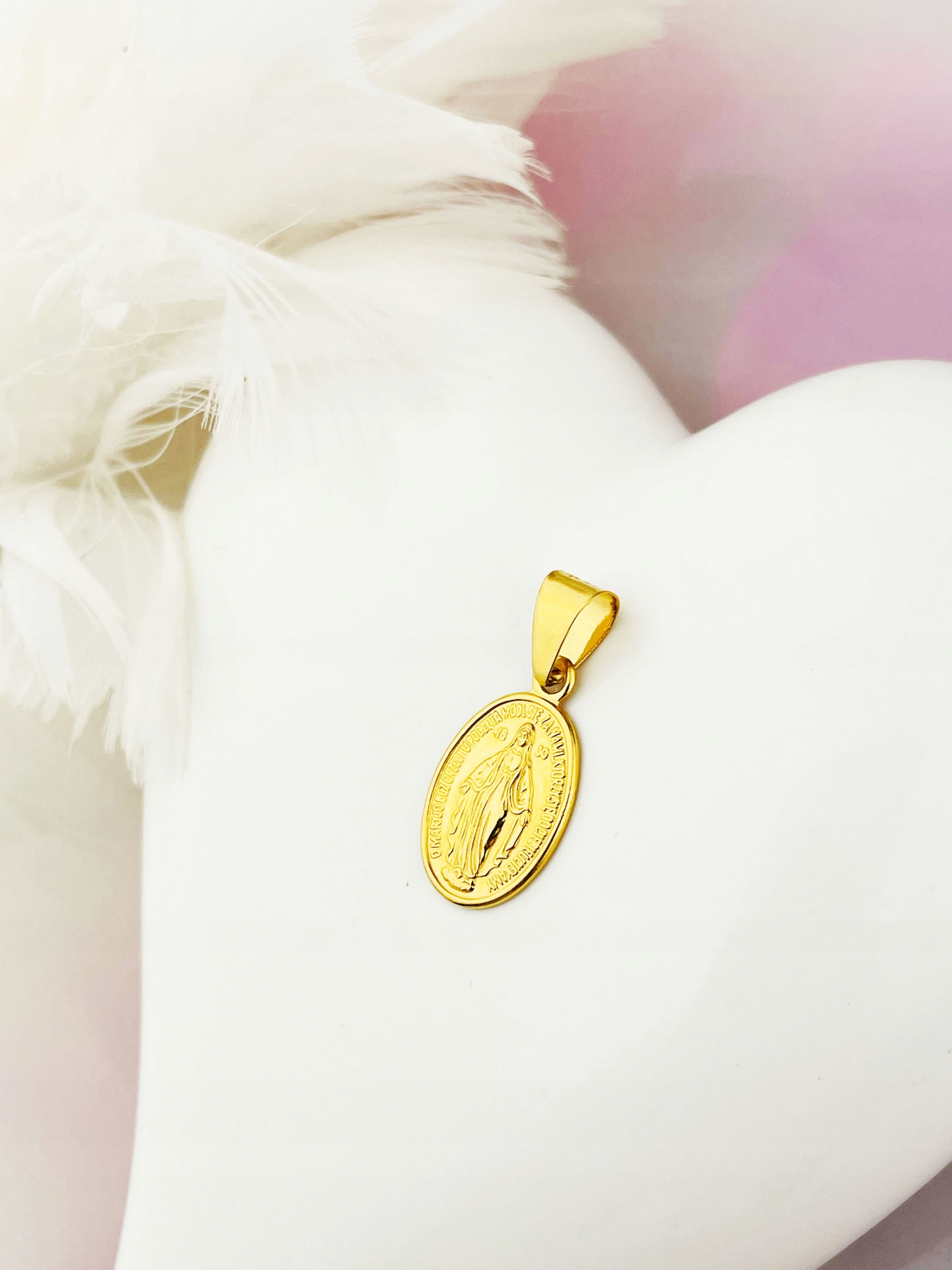 Zlatý Medailonek Přívěsek Matka Boží Zázračný medailon škapulíř Křest