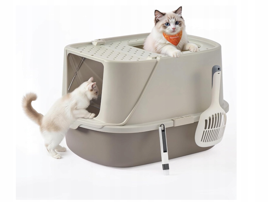 Levně Toaleta Pro Kočky Uzamykatelná S Lopatkou Feandrea Šedá