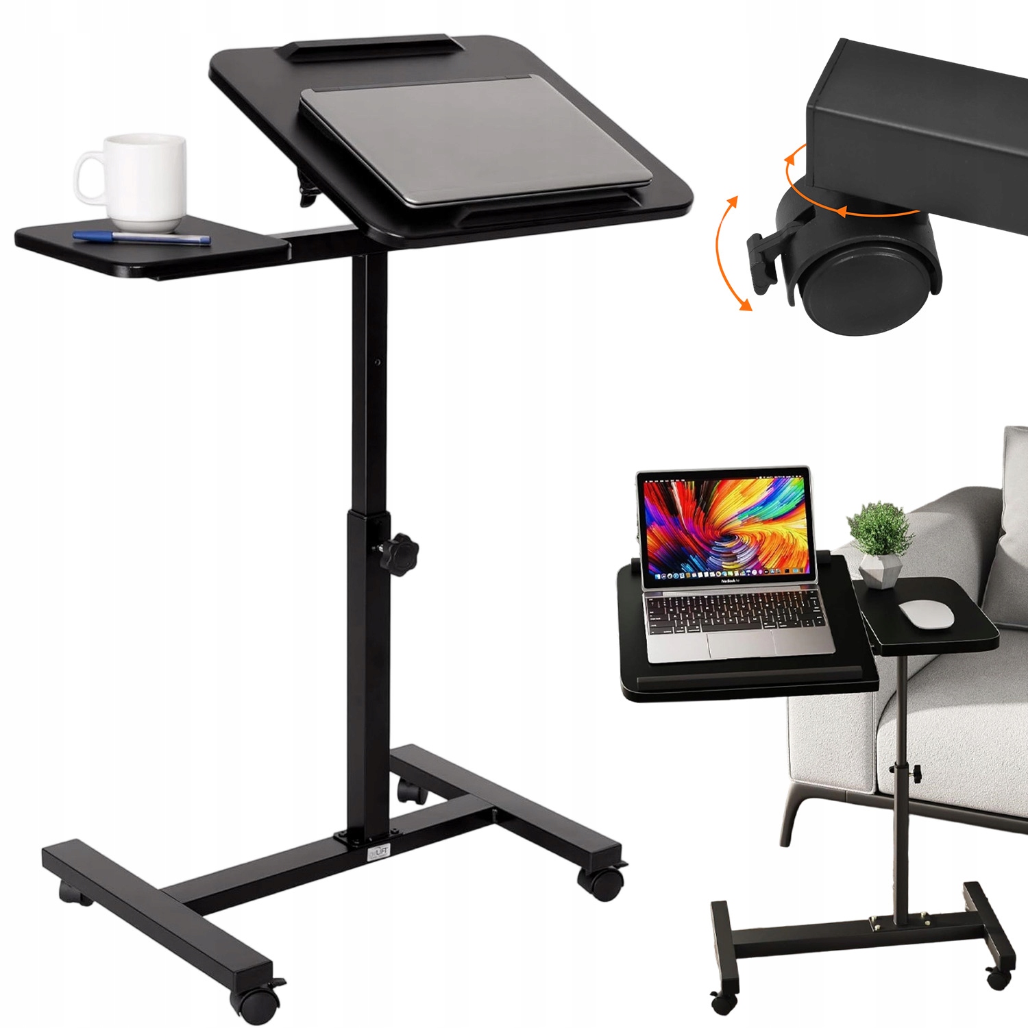 Nastavitelný Stolek Pod Notebook Mobilní Stůl Vozík Stojan Nastavitelný O 360°