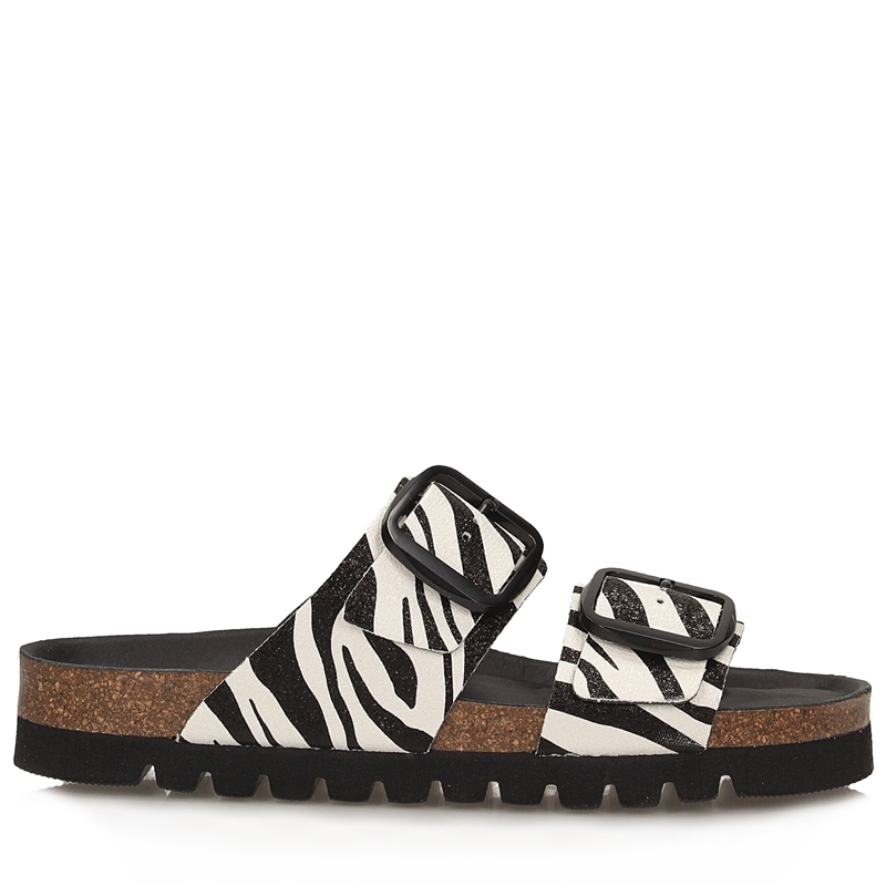 Brinkmann 700909 nazouváky s přezkami, bílo-černé, vzor zebra 37