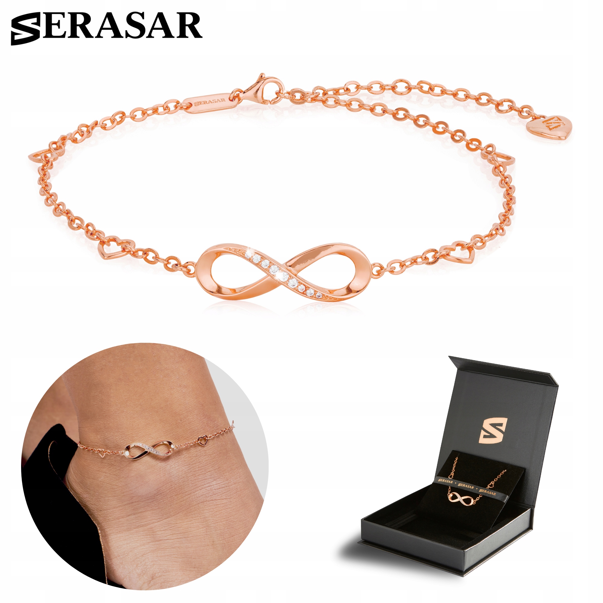 Serasar , Anklet ze Srebra próby 925 [Infinity] Różowe Złoto