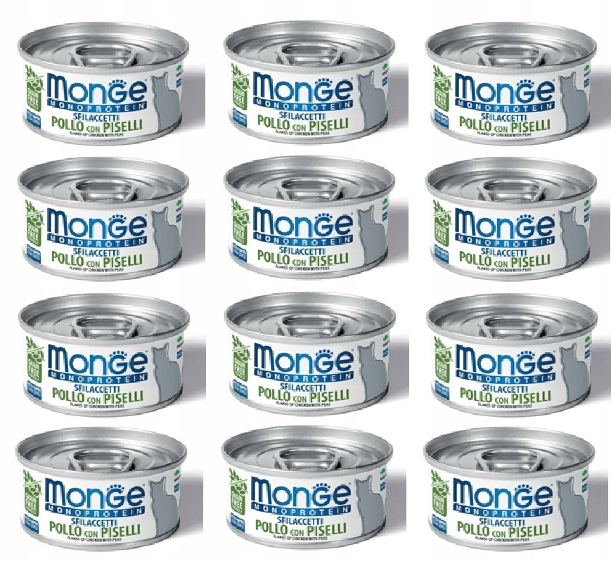 Monge Monoprotein z kuřecího masa s hráškem 12x80 g