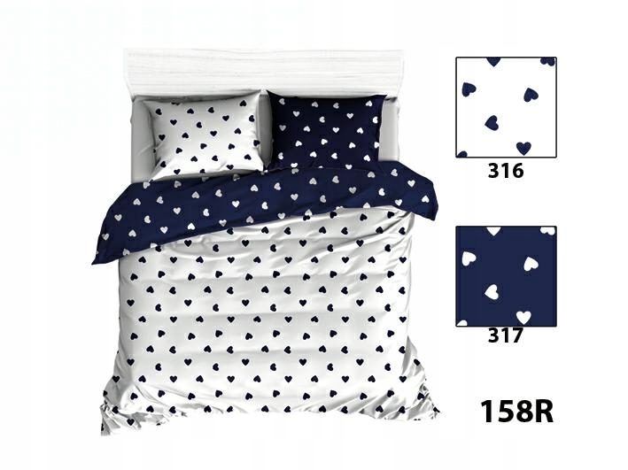 

Poszewka bawełniana 40x40 R158 biala granatowa