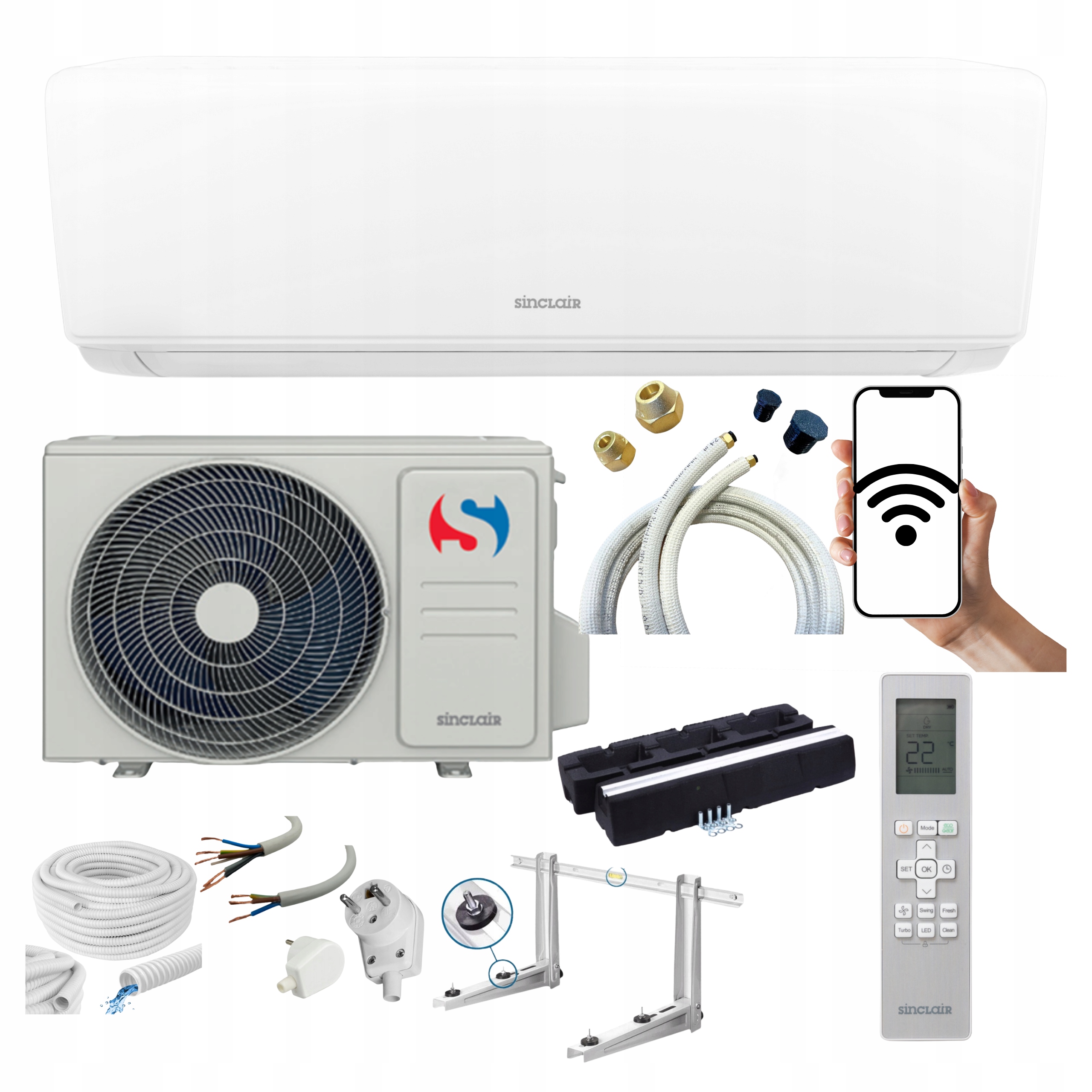 Nástenný klimatizátor Sinclair Sky 3,5 kW 40 m2 WiFi Ohrievač Pripravený Na Montáž