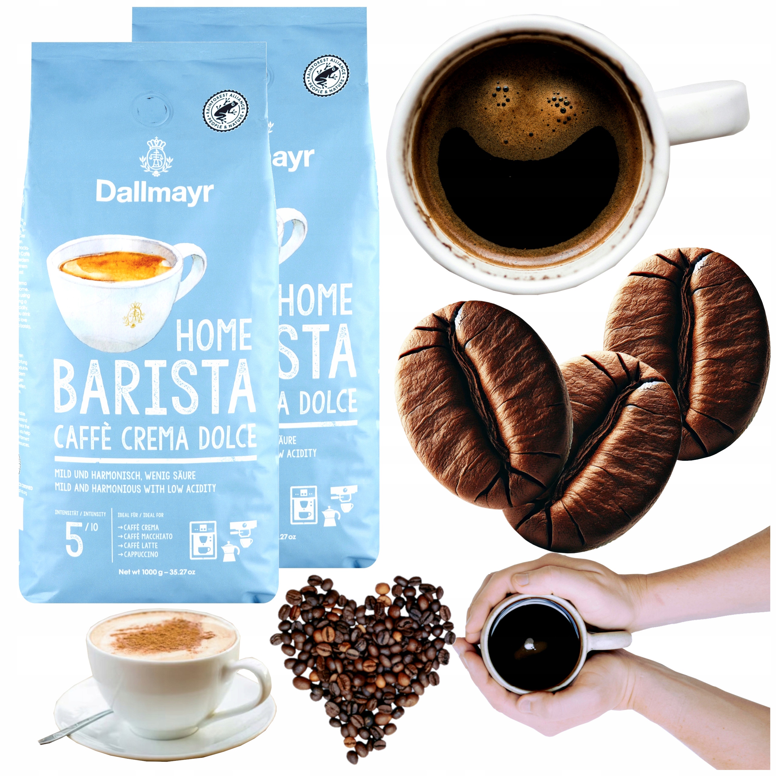 Kawa ziarnista 1kgx2op Arabica Robusta Dallmayr mieszana Home Barista Crema
