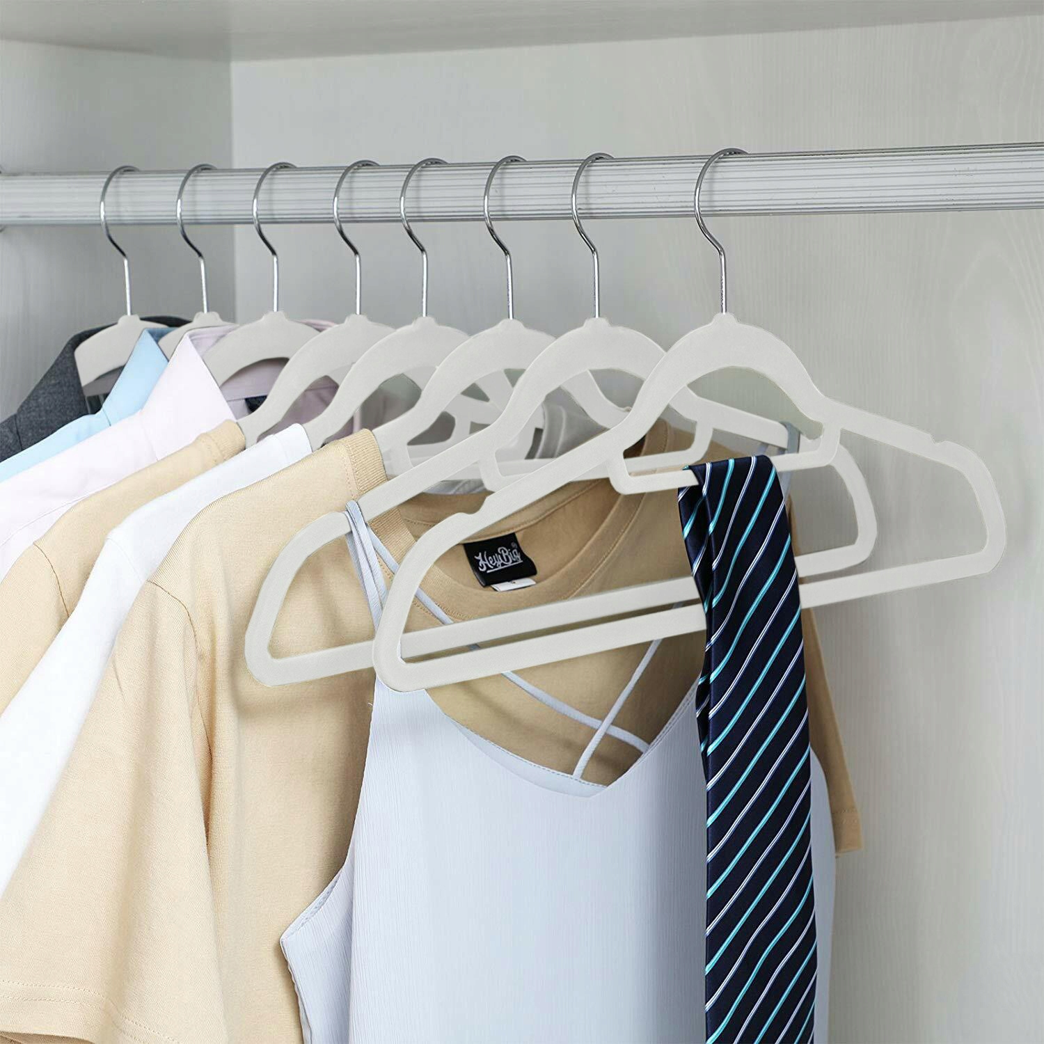 Sada Maxi Velurových Věšáků Na Oblečení, Šedé, Protiskluzové, Šatní Skříně