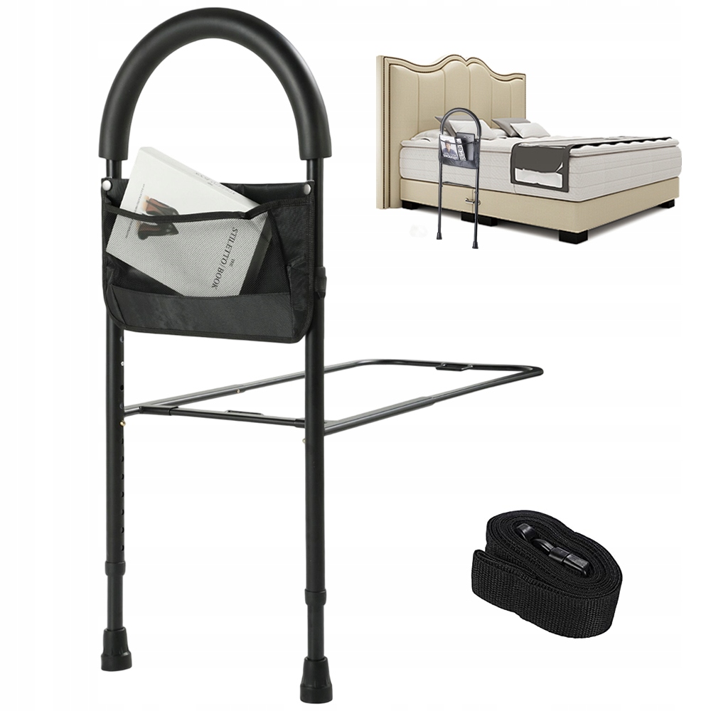 Uchwyt Poręcz Rączka Barierka Do Wstawania Z Łóżka 55*34*(77-101) CM Czarna