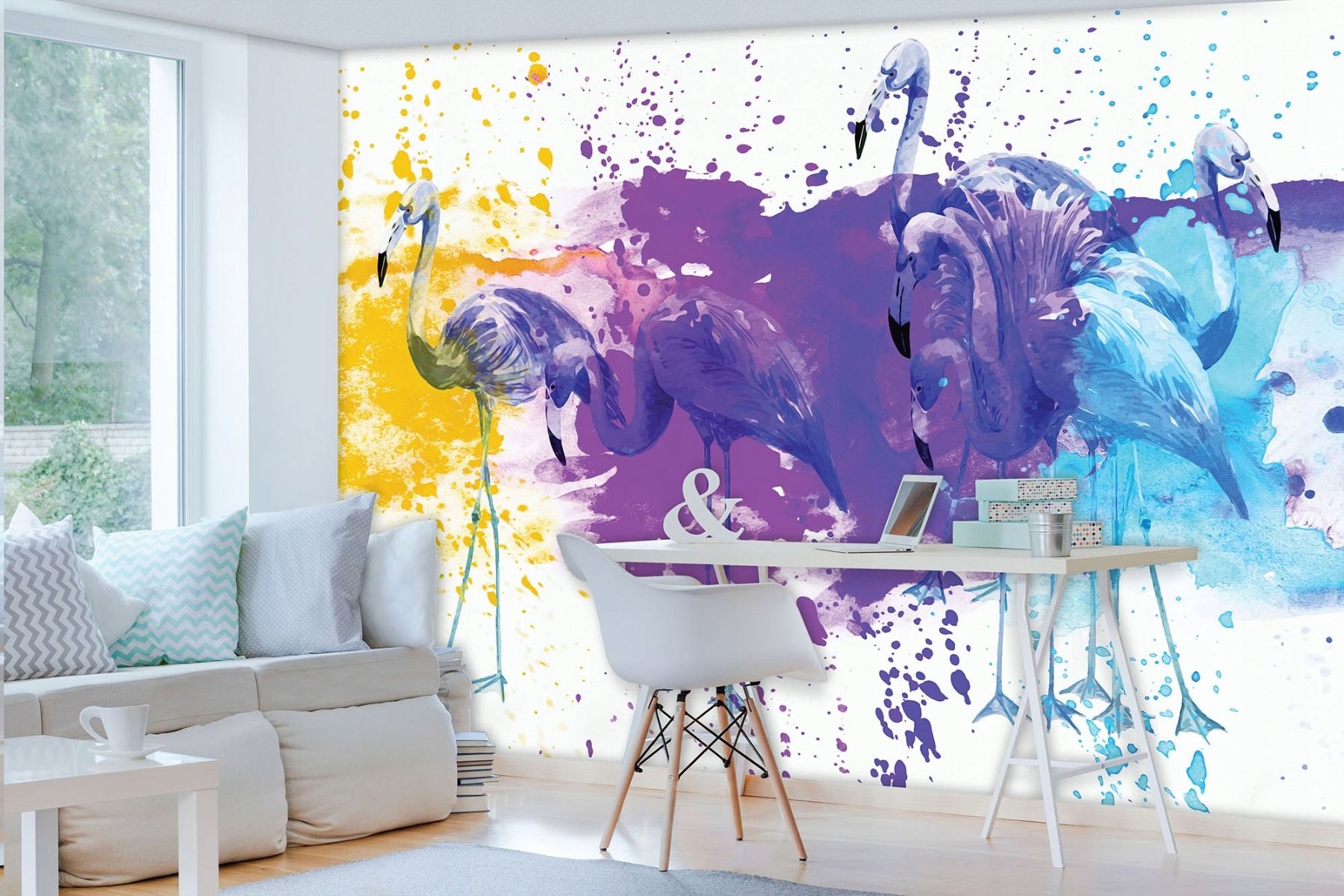 Tapeta Flamingi Ružové fialové modré tance na stenu 368x280 lepidlo
