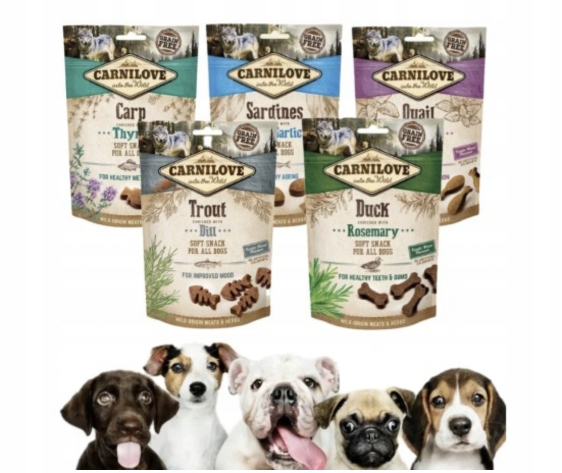 Levně Carnilove Měkké pamlsky pro psa Snack Fresh Soft Mix Chutí 200 g*5 ks