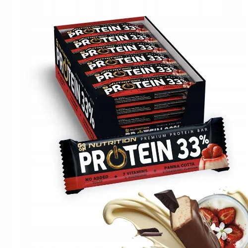 25 x Go On Nutrition Baton proteinowy 33% panna cotta i truskawka 50g