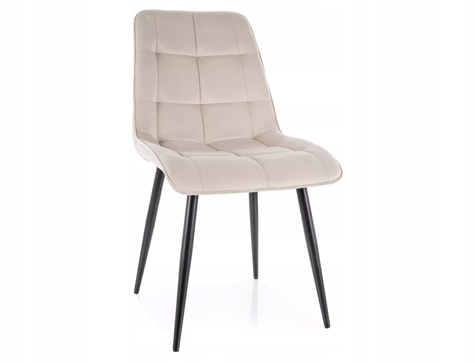 Čalúnená stolička Chic Velvet s roštom, čierna/látka svetlo béžová, bluvel 30