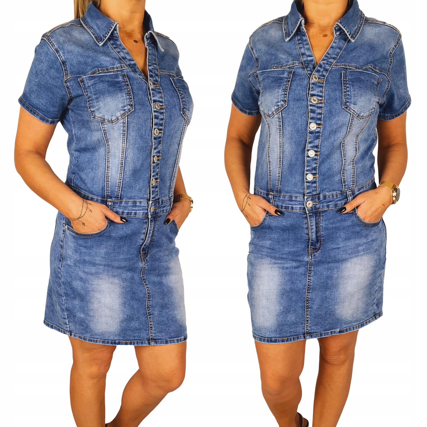 Dámské Šaty S Knoflíky, Krátké, velikost Plus