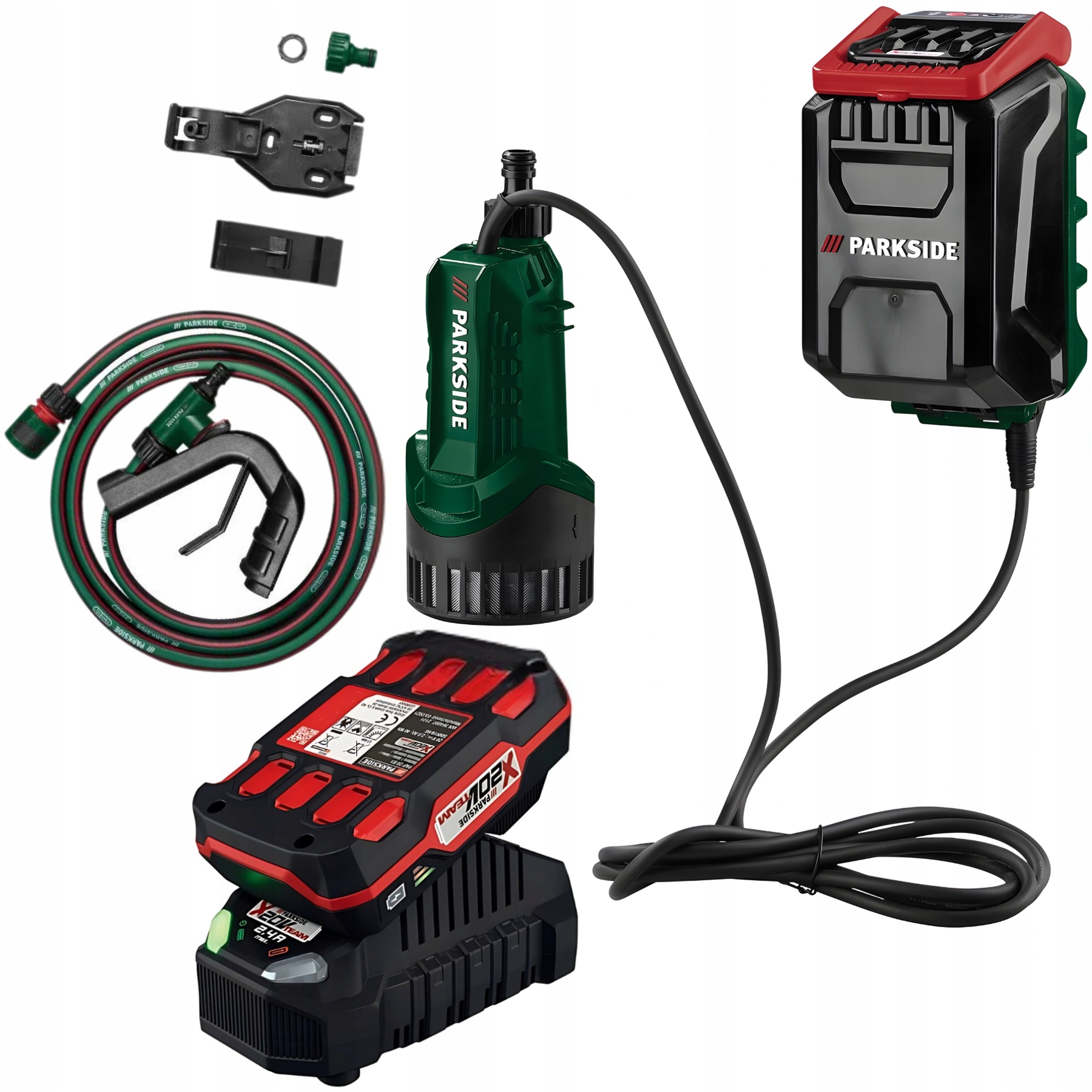 Pompa akumulatorowa na deszczówkę 20V Parkside Akumulator 2Ah Ładowarka