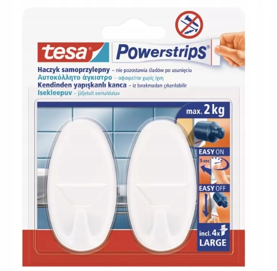

Tesa Haczyk Owalny Biały 2SZT 2 Kg