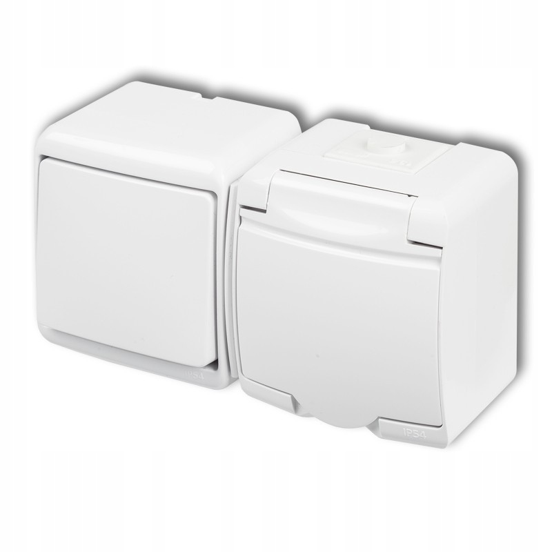 

Łącznik pojedynczy+gniazdo hermetyczny natynkowy