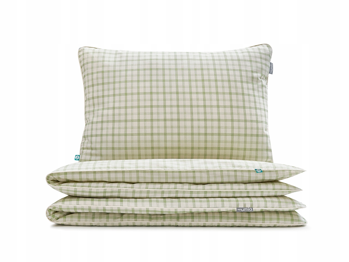 Posteľná Bielizeň Zelená mriežka 220 x 200 cm 2 x 60 x 50 cm Mumla