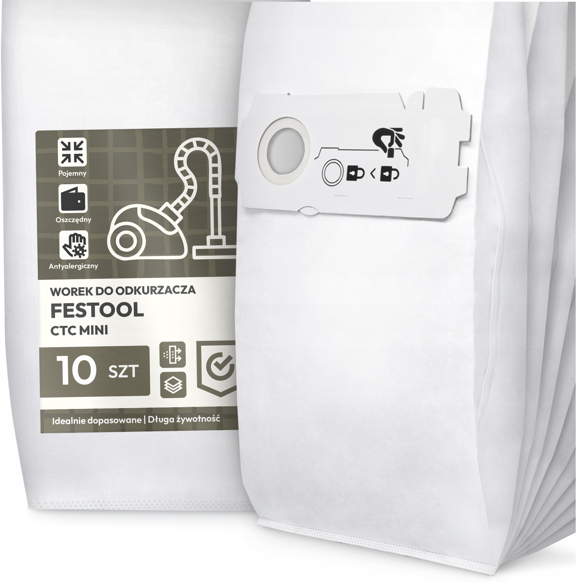 10 x Sáček Do Vysavače Festool Ctc Mini Syntetický Textilní Sáčky G9-W