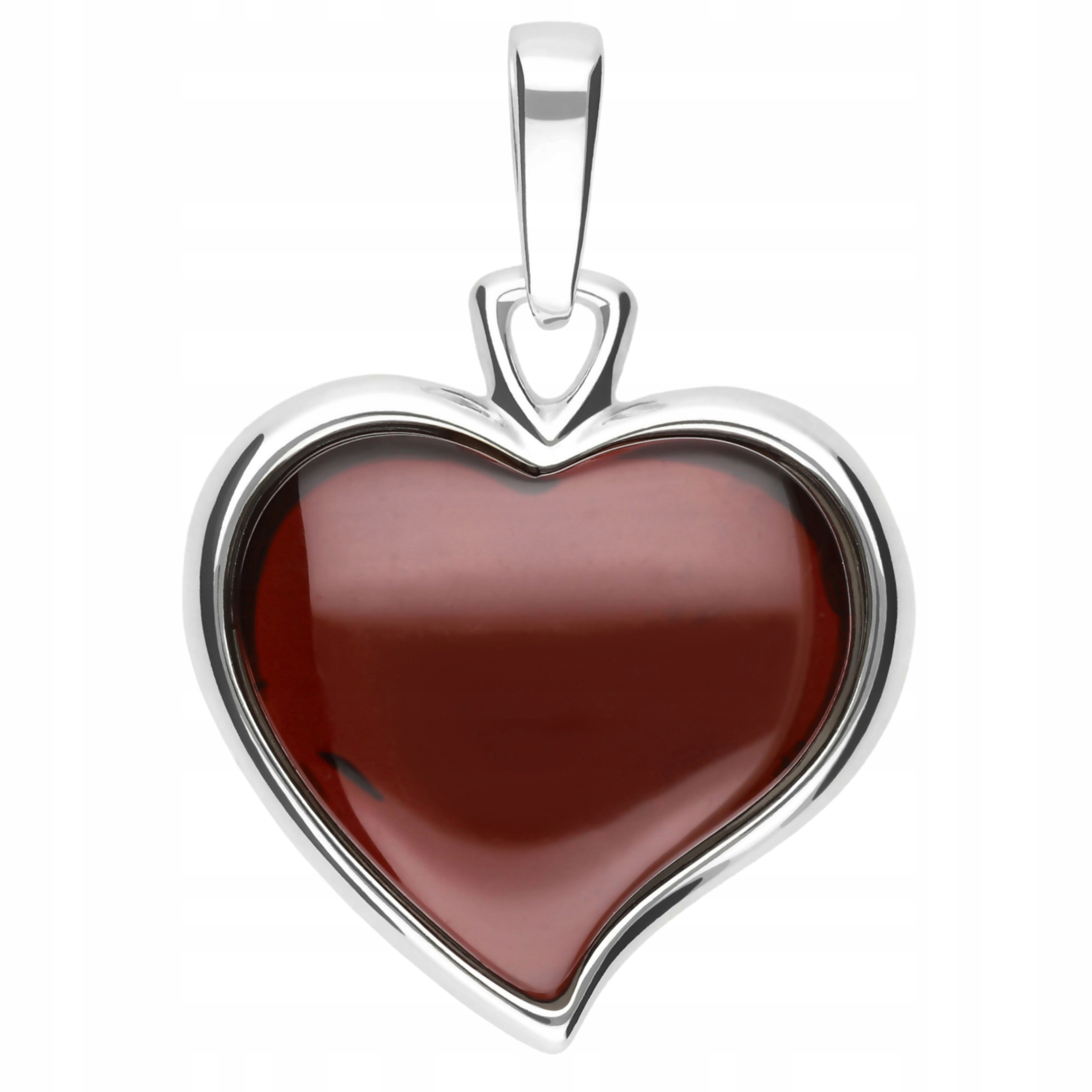 Přívěsek Srdce Z Baltského Jantaru Stříbro