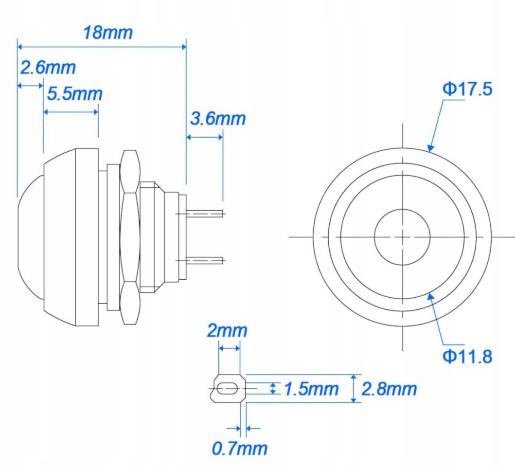 Przełącznik chwilowy PBP12 1A przycisk czarny Producent Veoz