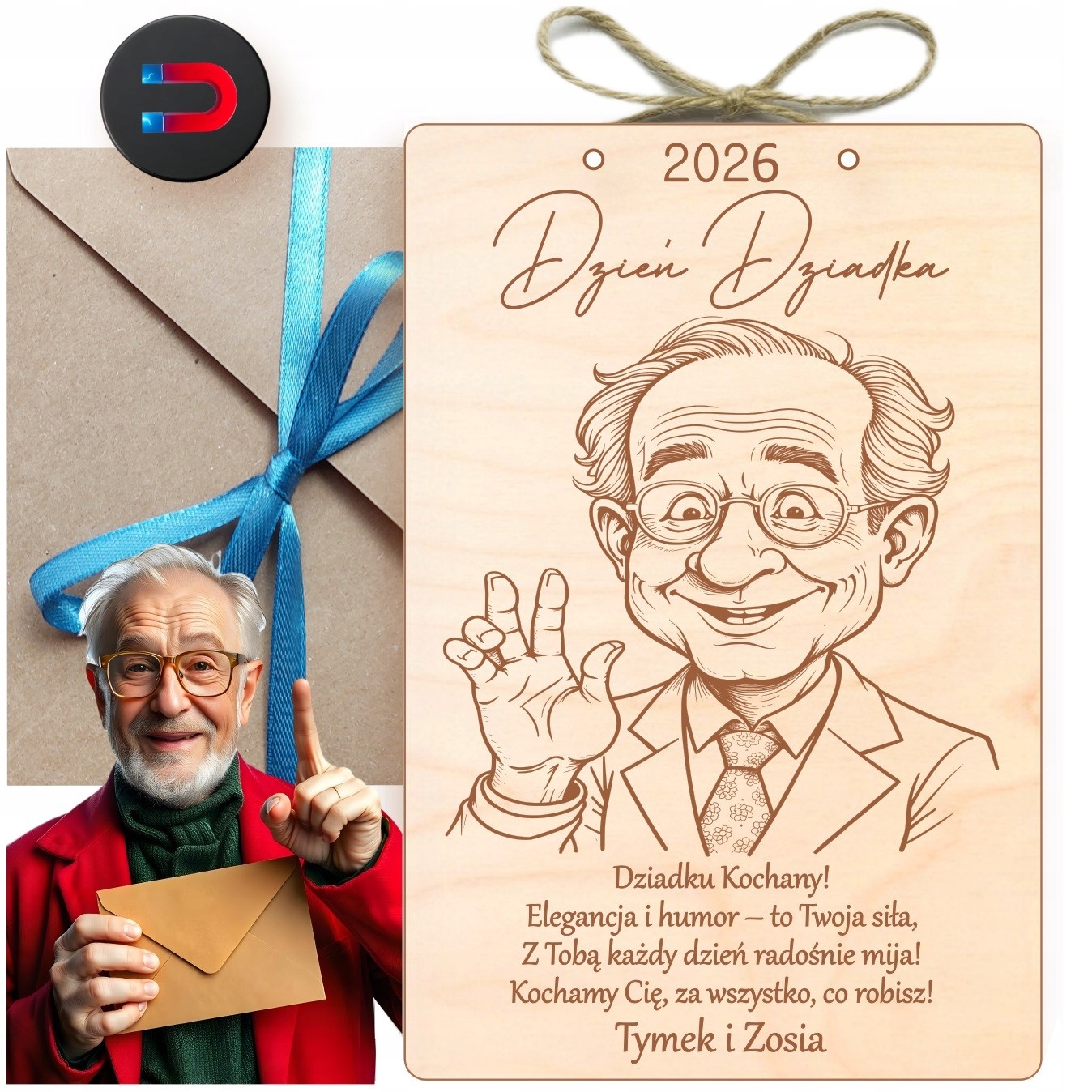 Dřevěný Dárek Ke Dni Dědečka, Cedulka, Kartička, Magnet, Personalizace