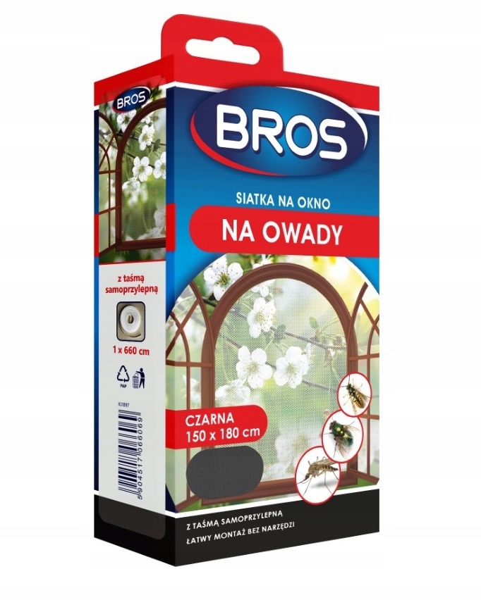 

Moskitiera Siatka na Okno 150x180 Czarna .: Bros