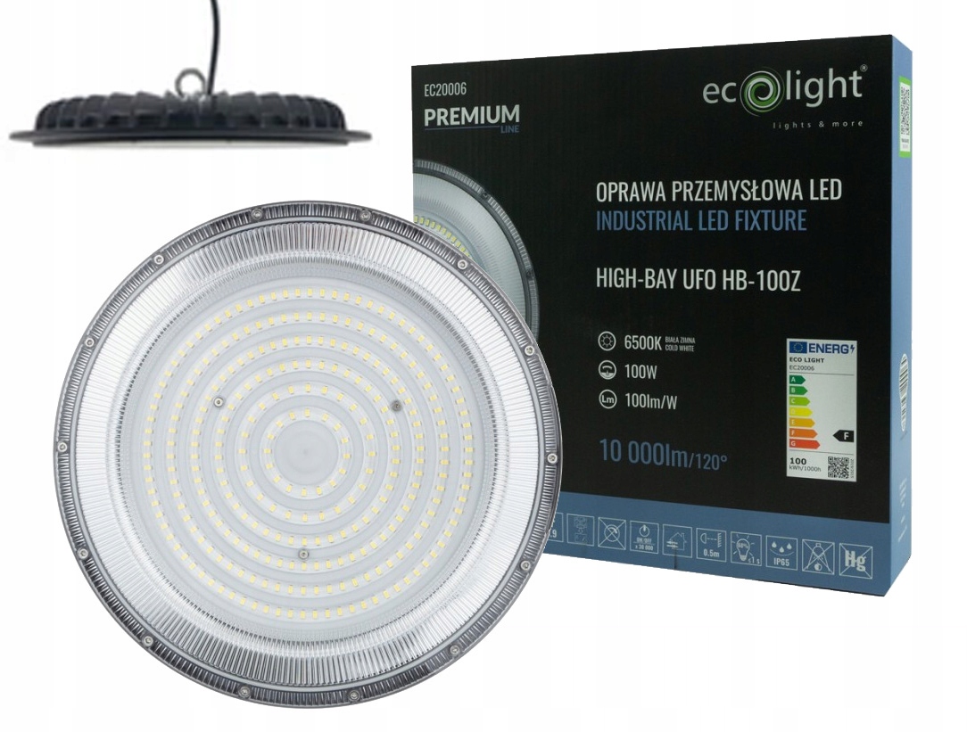 Průmyslová lampa High Bay Ufo Led 100W IP65 barva bílá Studená