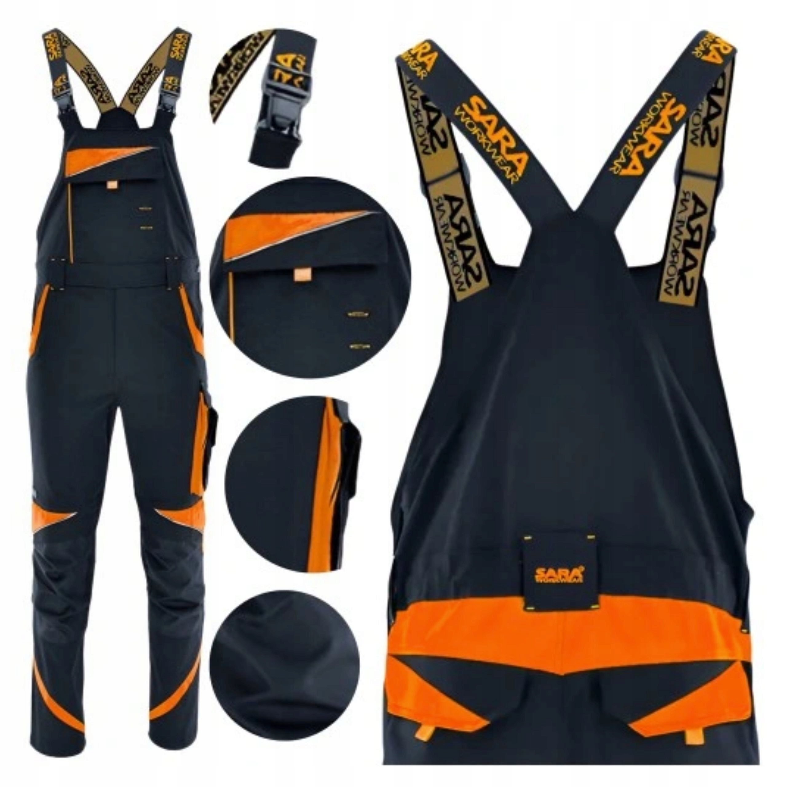 Spodnie Robocze Ogrodniczki Męskie Bhp Wytrzymałe Mocne kieszenie 56