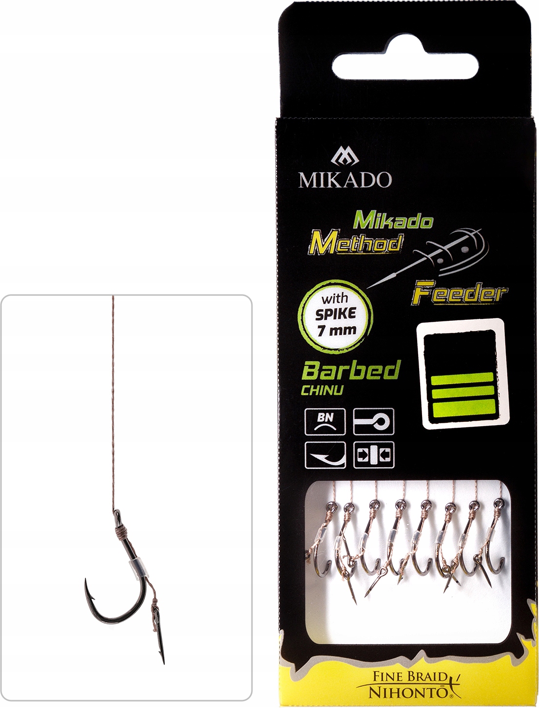 Haczyki 14 Chinu z przyponem igła bagnet plecionka Method Feeder Mikado