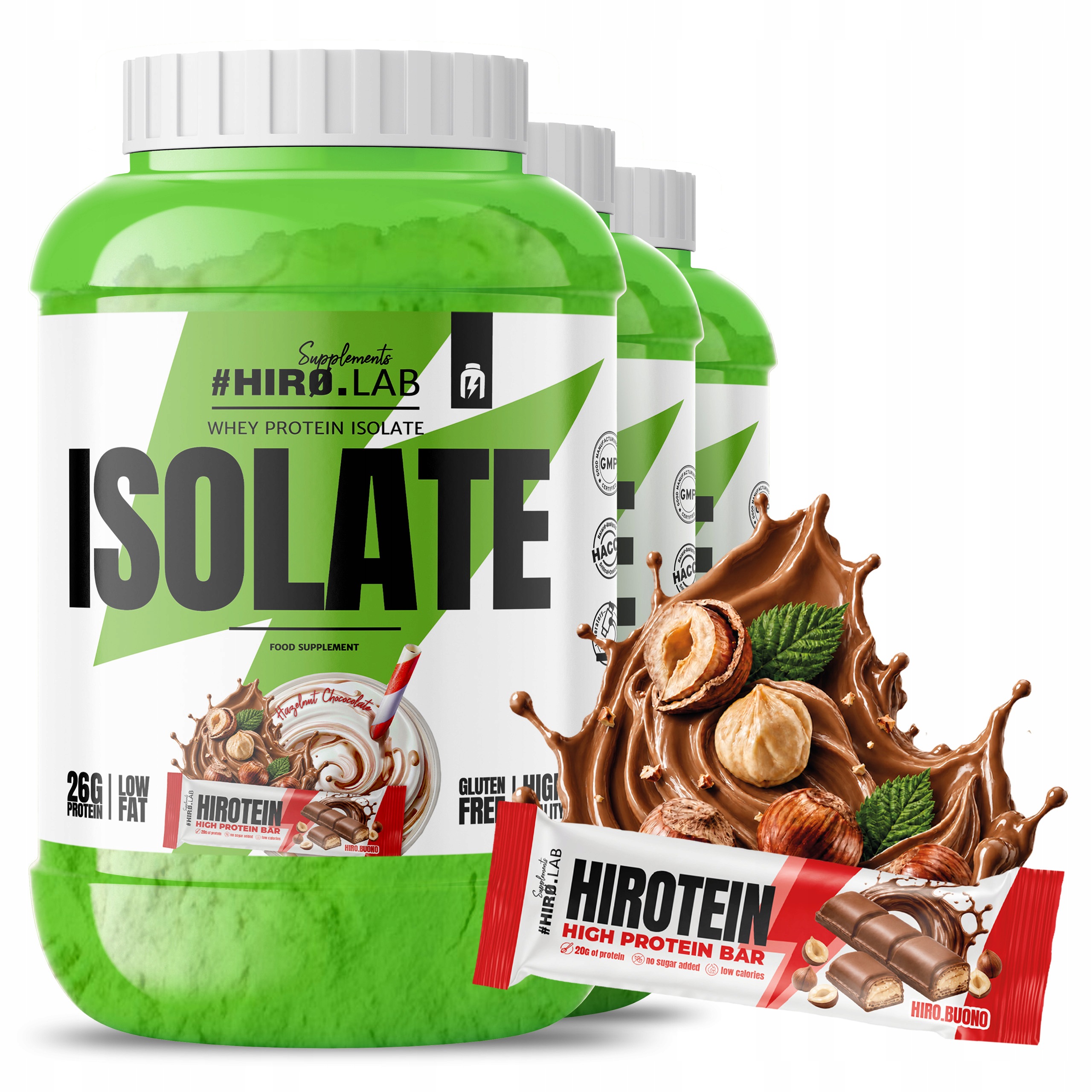 3xBílkoviny Izolat Whey Protein Wpi 1800 g Protein Hiro Buono Hiro.lab