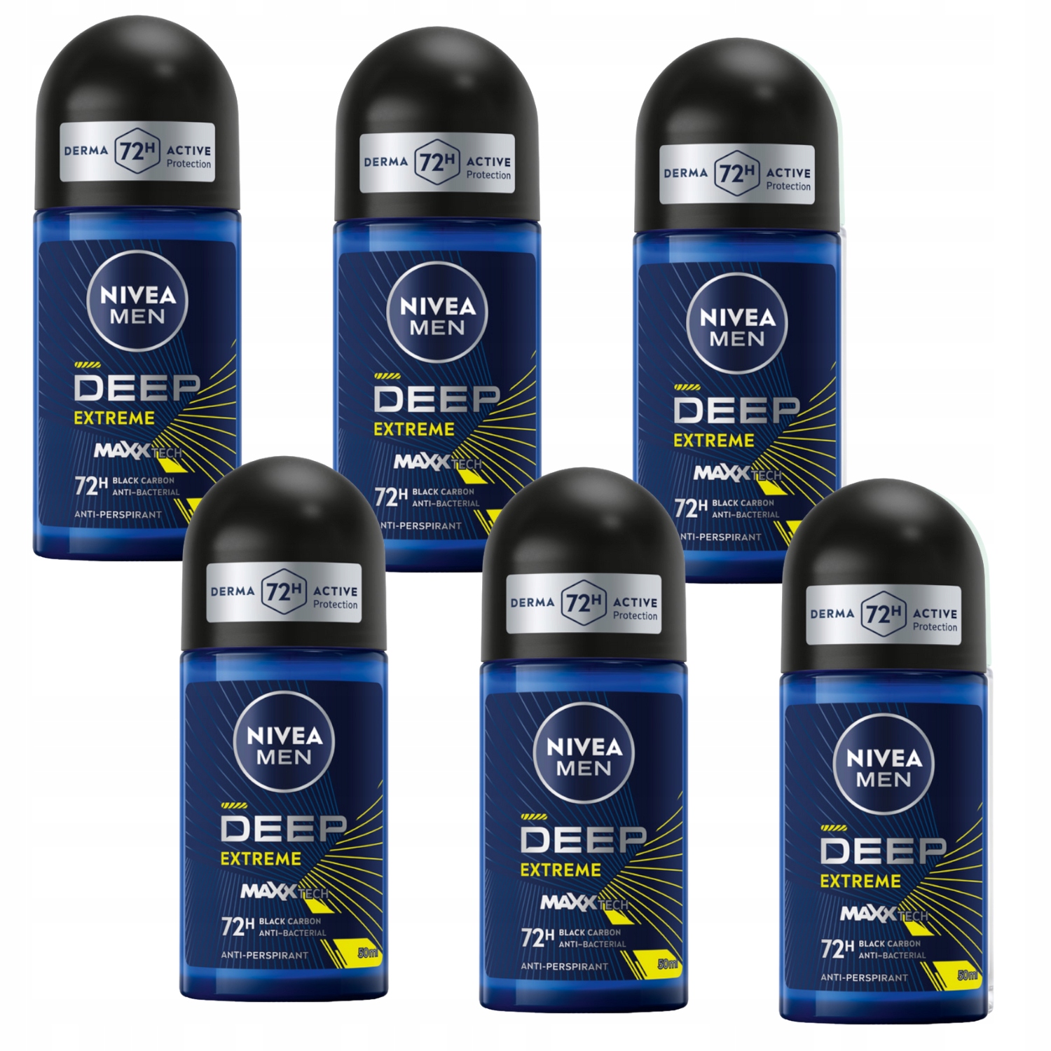 Nivea Men Deep Sport Antiperspirant pánský kulička černé uhlí 50 ml x6