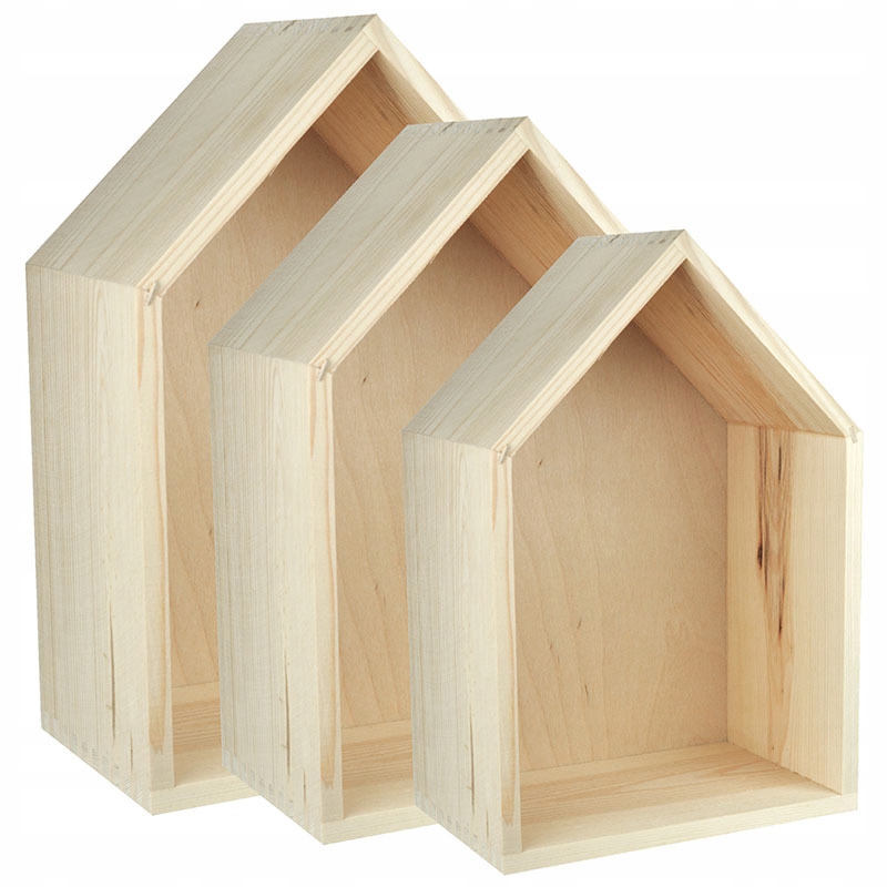 

Drewniana półka domek styl skandynawski 3szt