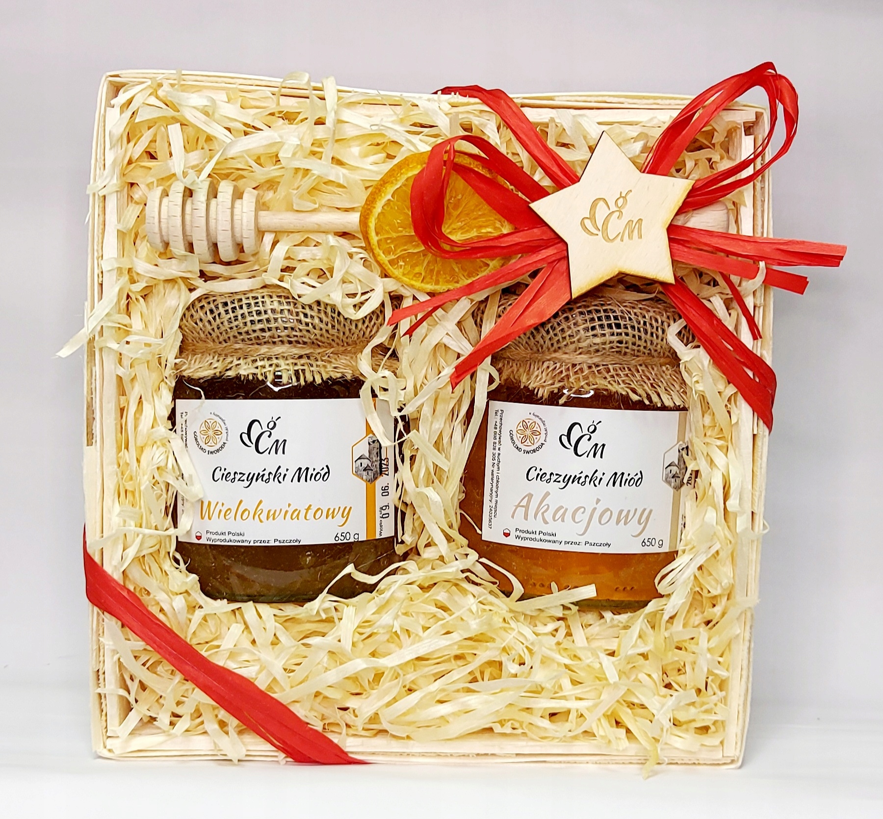 Vánoční koš dárek, sada medů 2x650 g