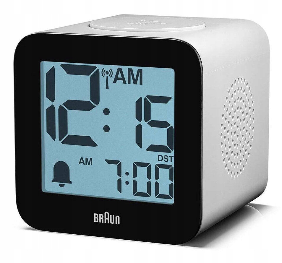 Bílý Mluvící Podsvícený Elektronický Budík Braun BC25WP-DCF Snooze