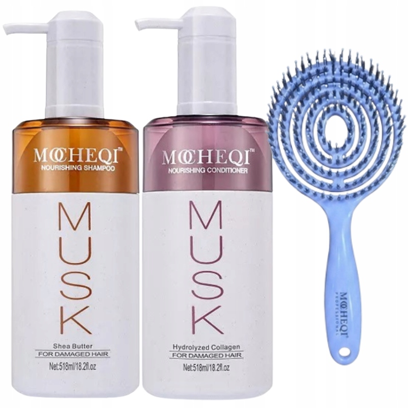 Mocheqi Šampon Hydratační kondicionér 2x518 ml Kartáč na vlasy