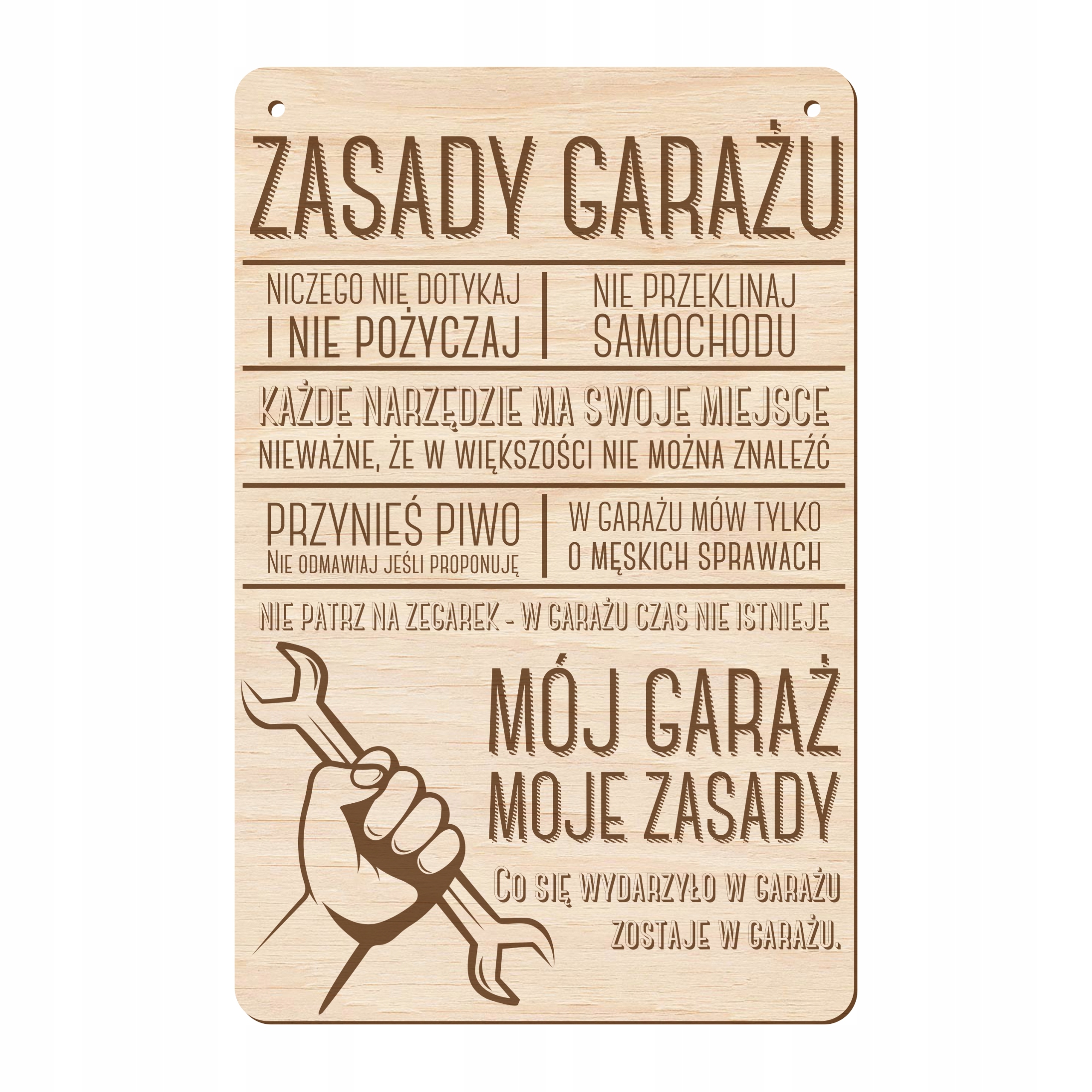 

Drewniana Tabliczka Zasady Garażu urodziny