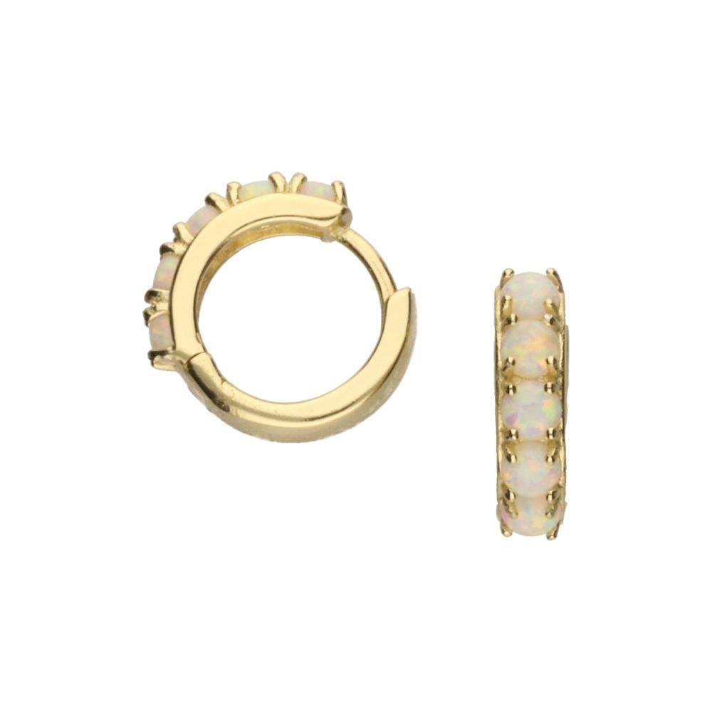 Pozlacené stříbrné náušnice 925 kolečka s opálem anglické elegantní módní