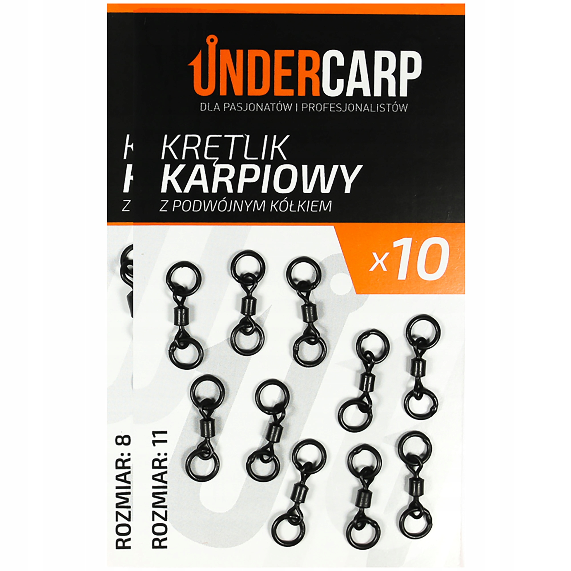 Krętlik Karpiowy Czarny Rozmiar 8 Akcesoria Wędkarskie UnderCarp UC205