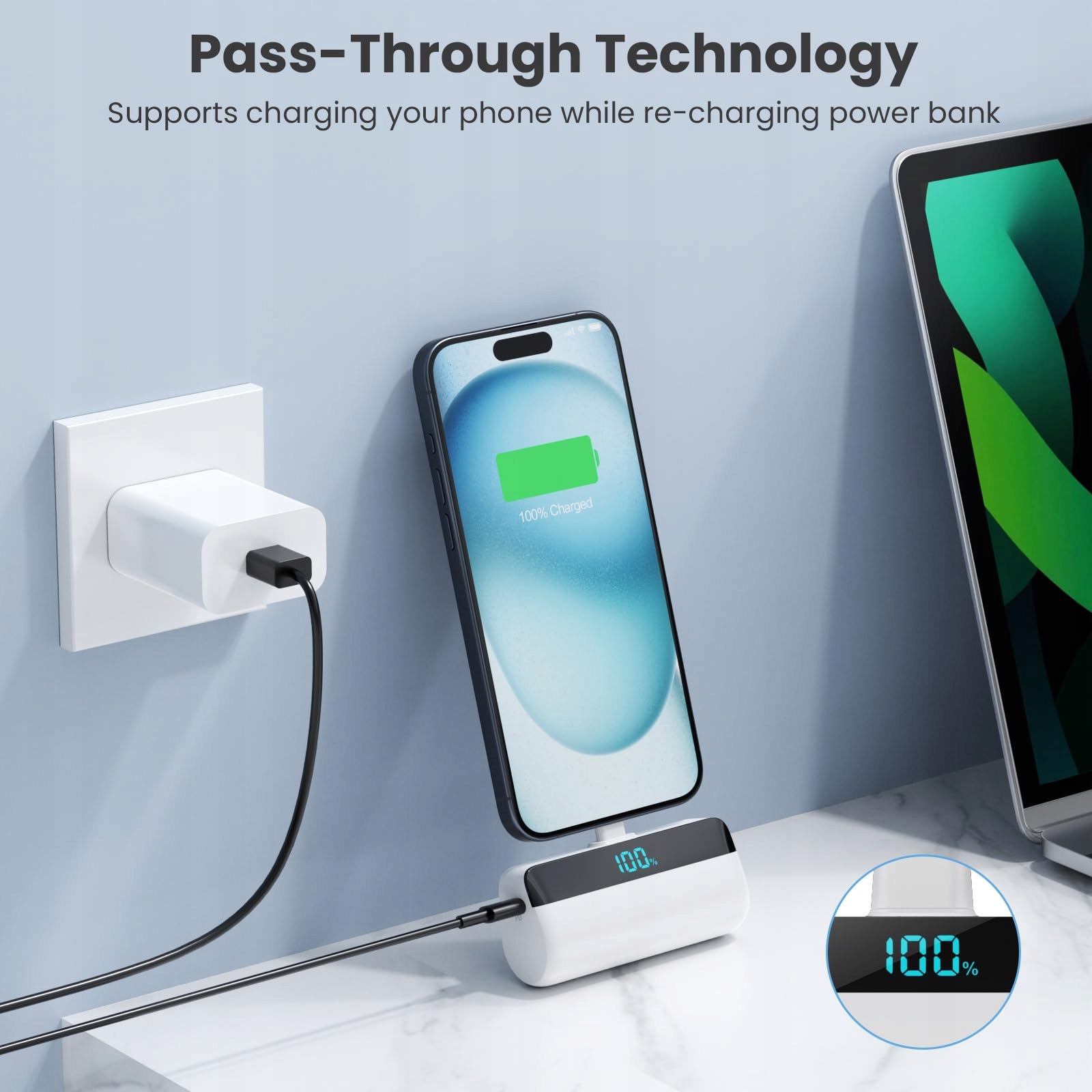 FEOB Mini Power Bank 5200mAh USB C LCD Do iPhone Samsung Android — miniatura 6