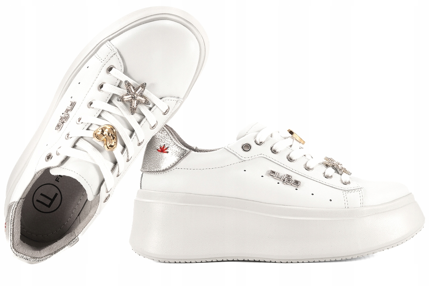 Filippo DP6790 Dámské Polobotky Tenisky Na Platformě, Kožené, bílé, 40