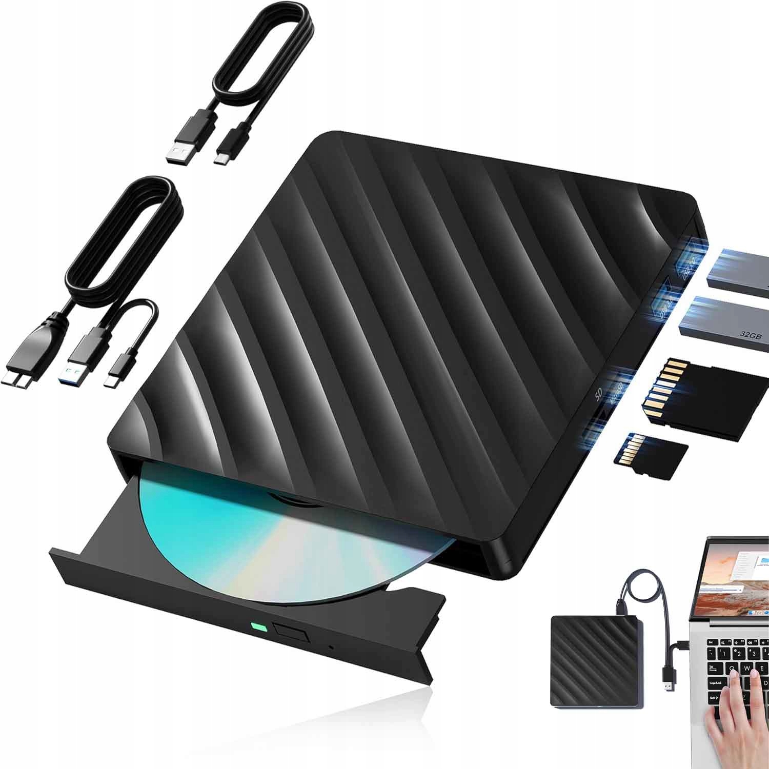 Externí Mechanika Cd-r DVD Usb Vypalovačka pro notebook Pc Přenosný přehrávač